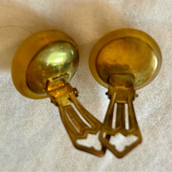 Vintage gold foil Murano glass button earrings. Clip on. Great condition - Picture 5 of 8